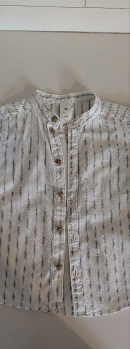 H&M White Shirt with Thin Blue Stripes - Casual Button-Down